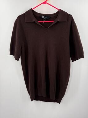 The Commons Polo Men's Medium NEW 100% Cashmere short-sleeve V-neck Johnny NWOT